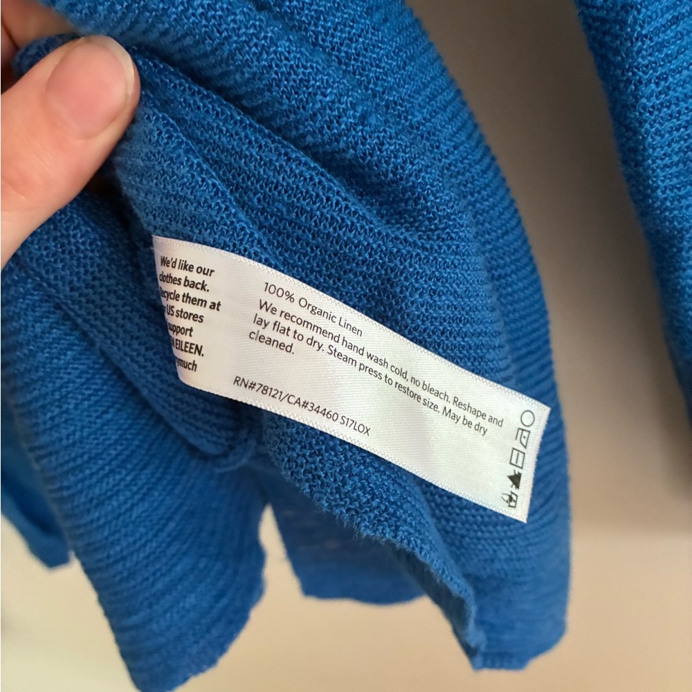 Eileen Fisher Blue Organic Linen Women's Pullover Shirt - Picture 9 of 10